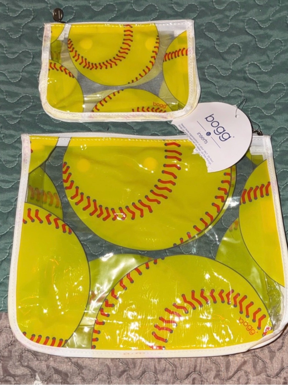 Bogg bag clear kids pouch set - Yellow Softball Print